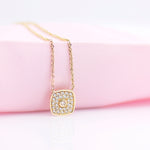 Yellow Gold Pave Cushion Necklace