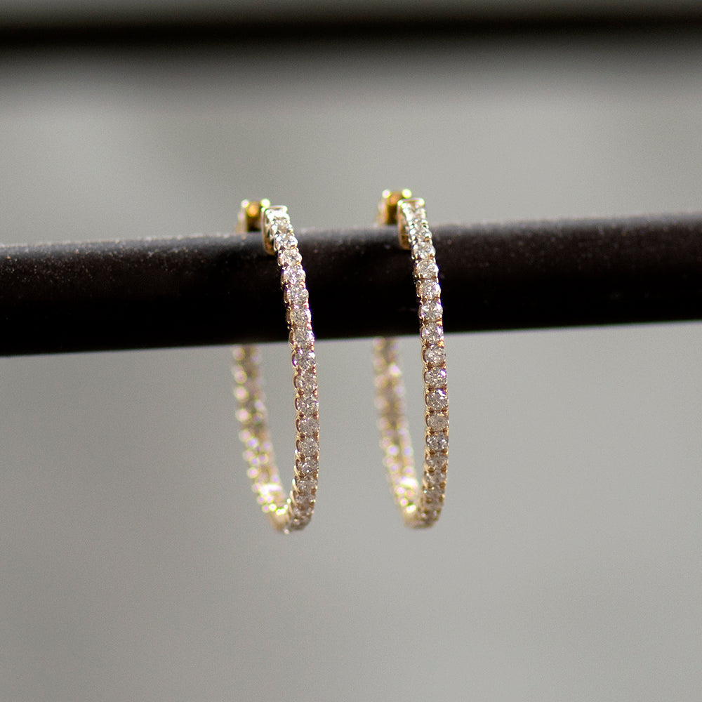 Inside Out Diamond Hoops - Yellow Gold