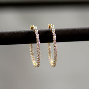 Inside Out Diamond Hoops - Yellow Gold