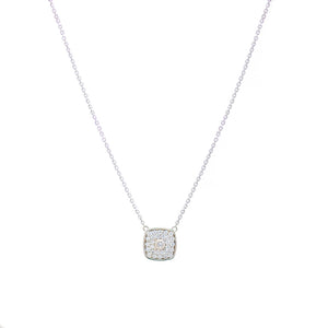 
                
                    Load image into Gallery viewer, White Gold Pave Cushion Necklace
                
            
