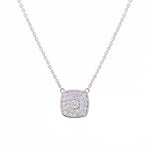 Pave Cushion Necklace - Yellow or White Gold